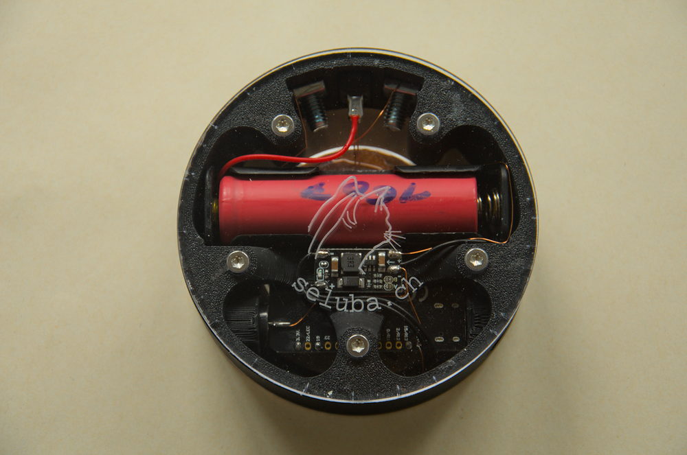 Assembled, back — photograph of the Lumi hardware.