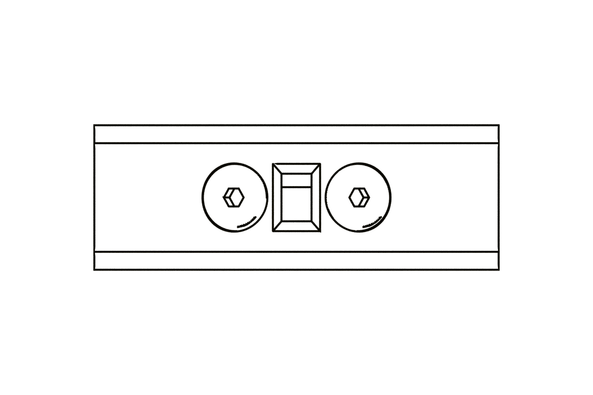 Back view of the pod, dimensioned.
