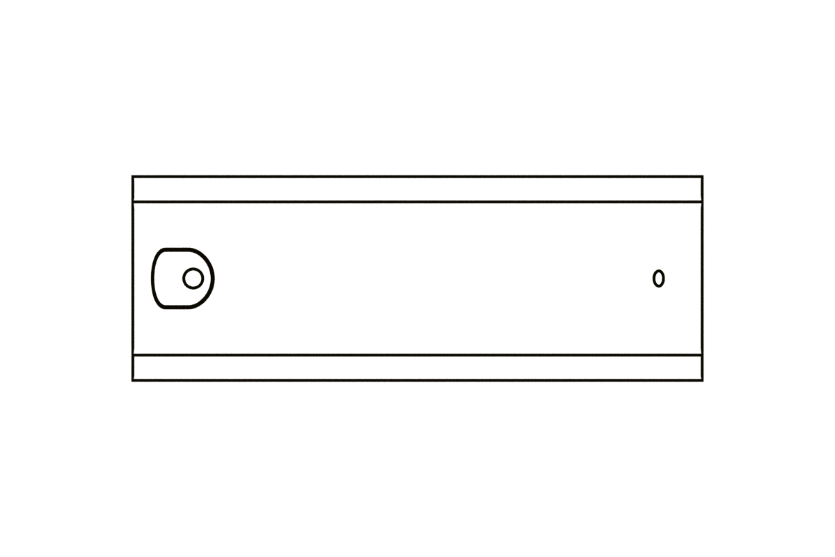 Front view of the pod, dimensioned.